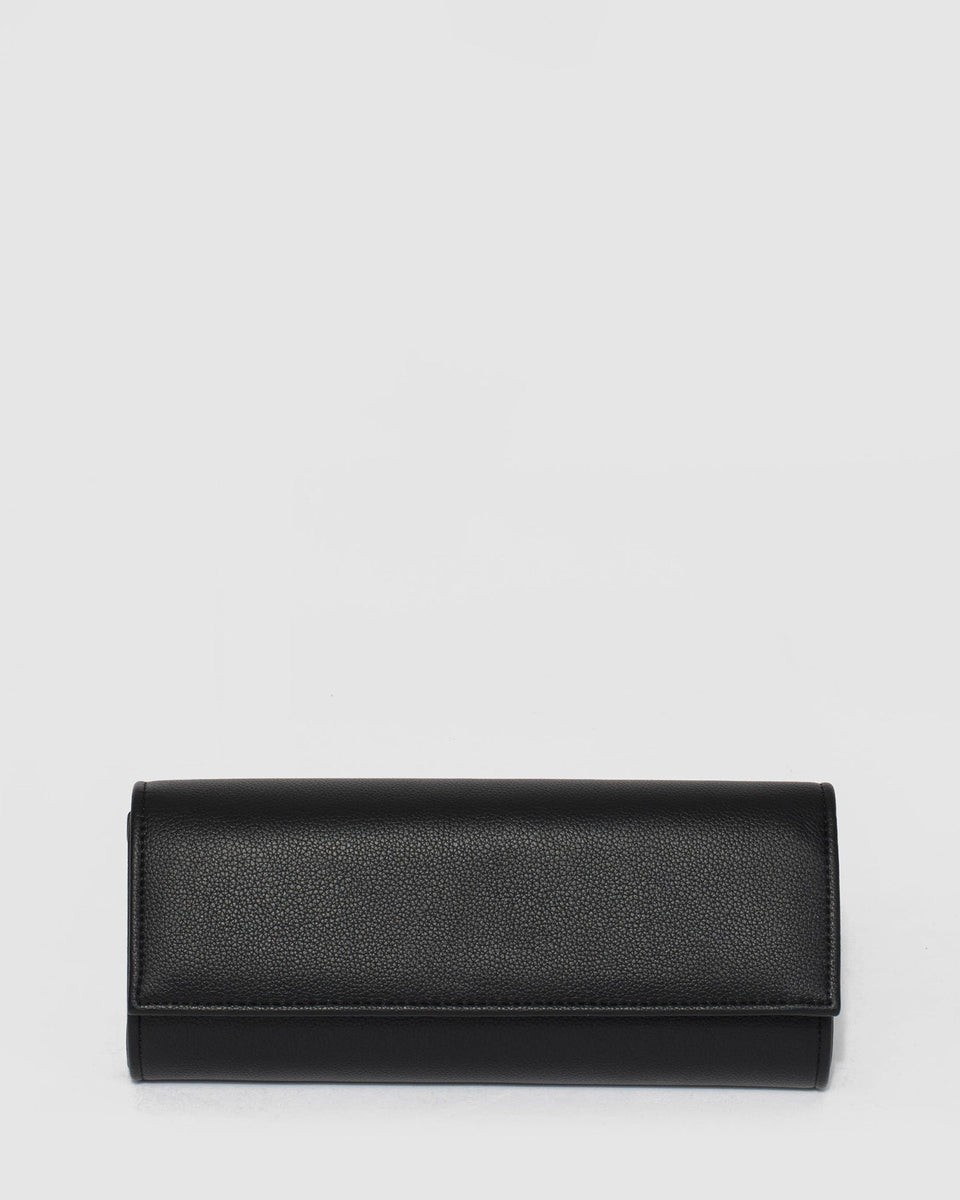 Black Nolene Fold Over Clutch Bag