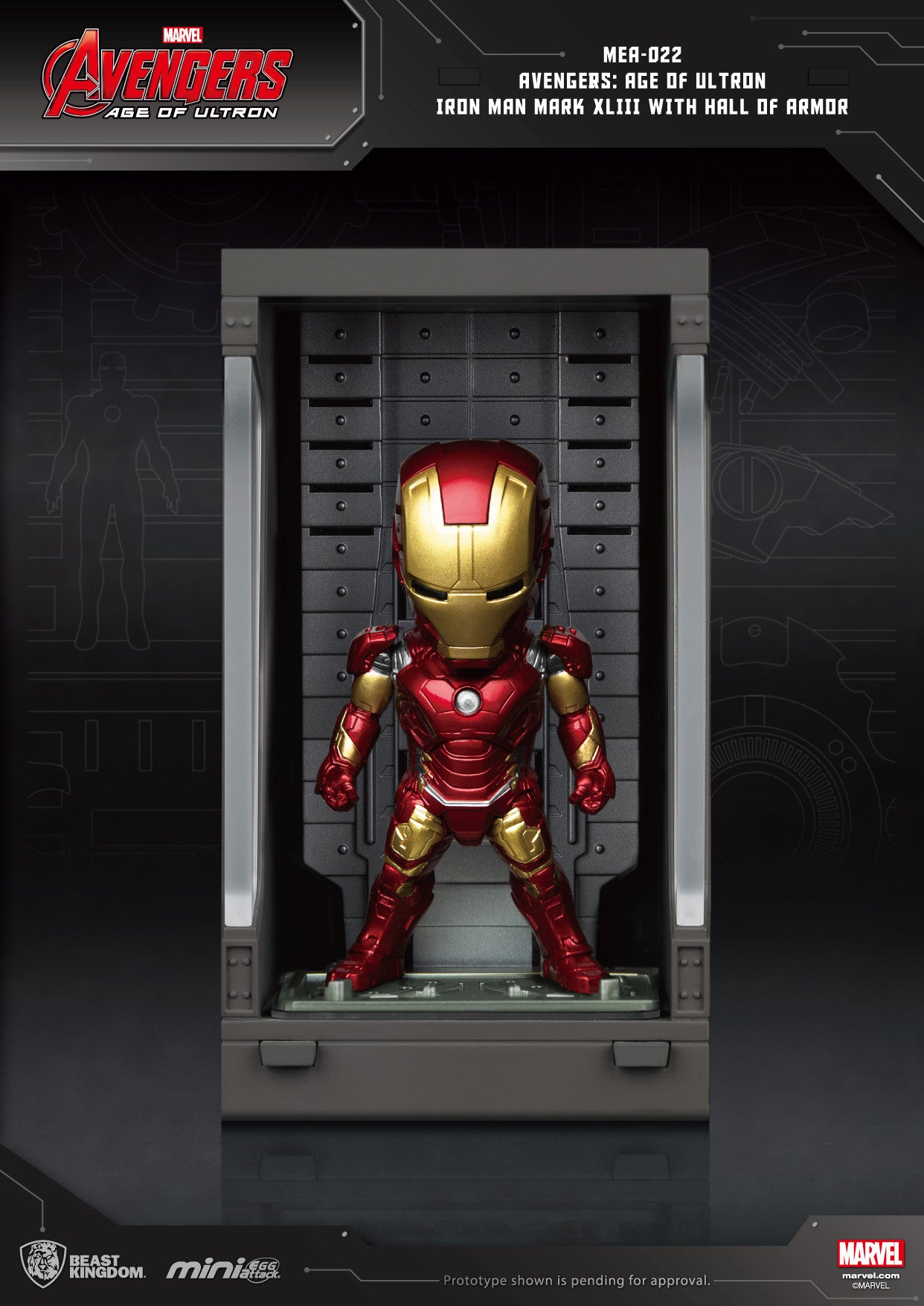 Beast Kingdom Mini Egg Attack Avengers Age of Ultron Iron Man Mark XLIII with Hall of Armor