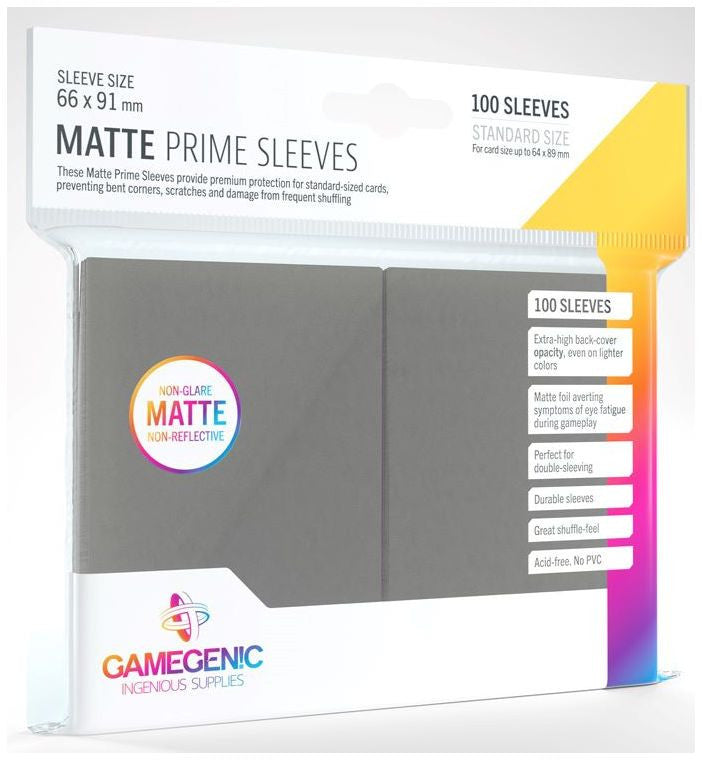 Gamegenic Matte Prime Card Sleeves Dark Gray (66mm x 91mm) (100 Sleeves Per Pack)