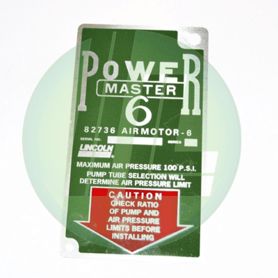 Lincoln Industrial 65241 PowerMaster 6 Pump Serial Plate – Industrial