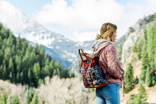 Girl with a Nena & Co. backpack in nature