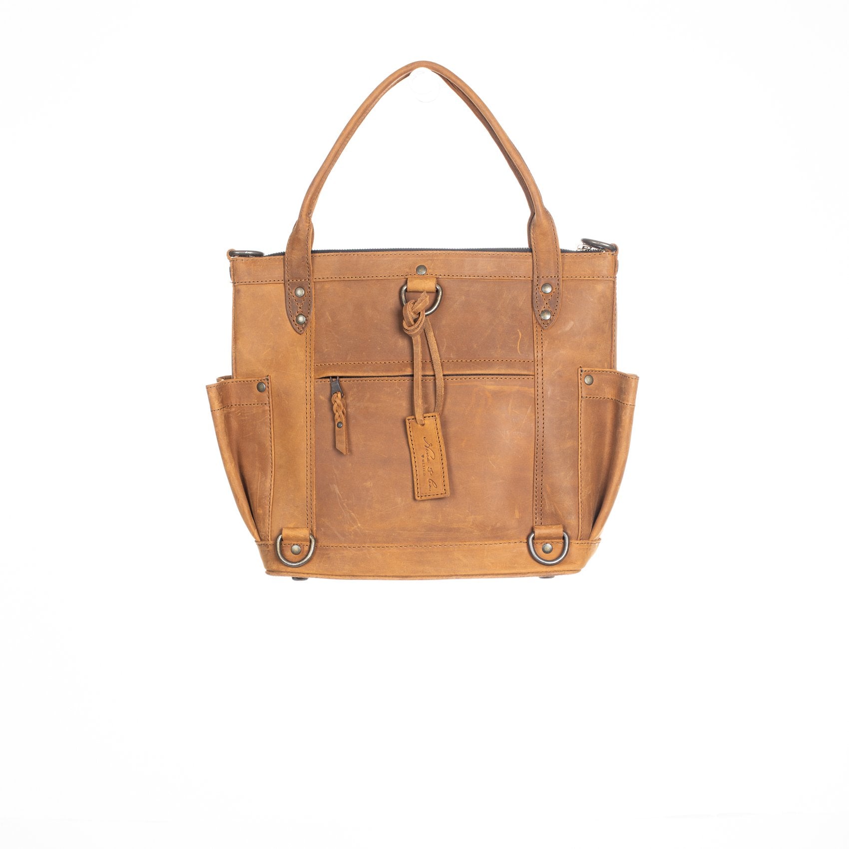 THE PERFECT BAG MEDIUM - MEXICO COLLECTION - HANDWOVEN FRONT NO. 99162 - TOBACCO LEATHER