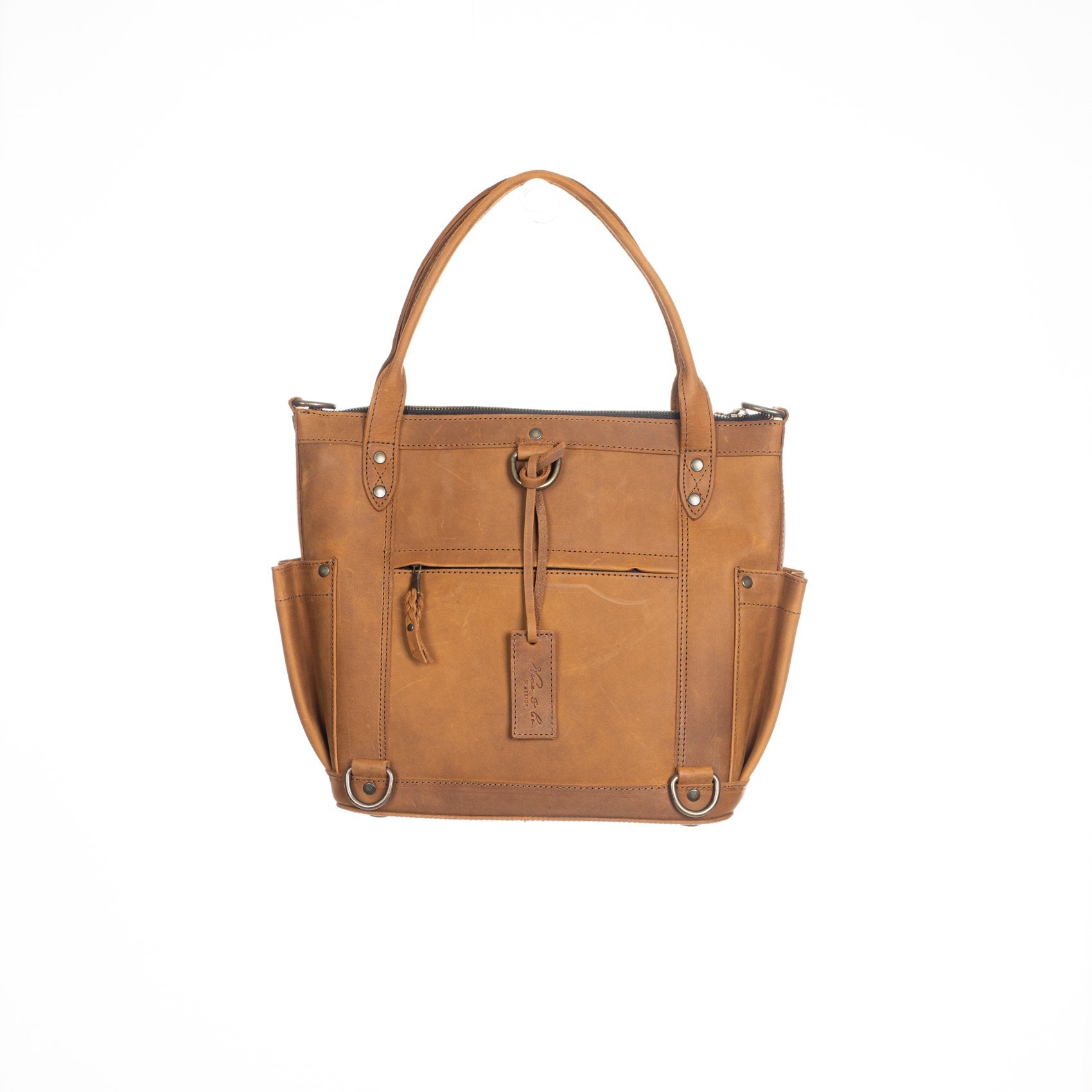 THE PERFECT BAG MEDIUM - MEXICO COLLECTION - HANDWOVEN FRONT NO. 95930 - TOBACCO LEATHER