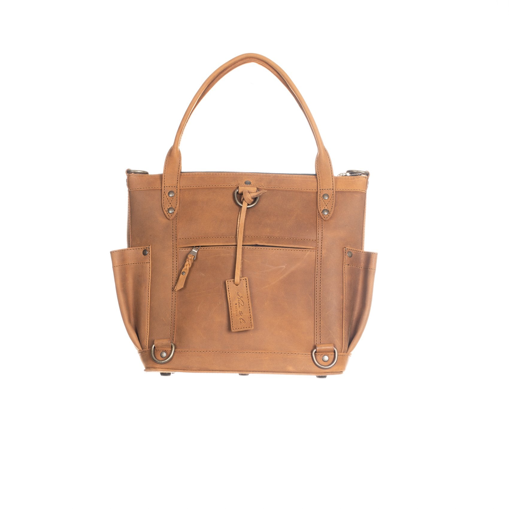 THE PERFECT BAG MEDIUM - MEXICO COLLECTION - HANDWOVEN FRONT NO. 87702 - TOBACCO LEATHER