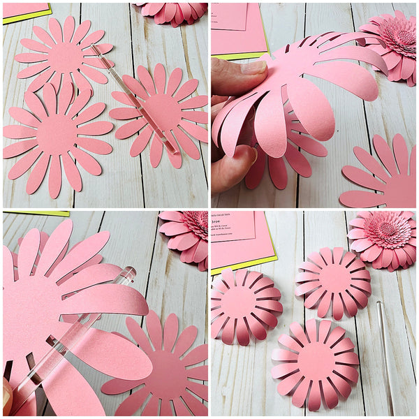 curving petals of 3d paper Gerbera Daisies