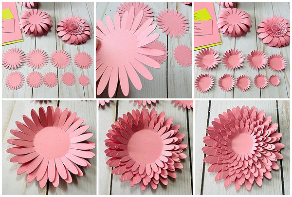 stacking petals for 3d paper Gerbera Daisies