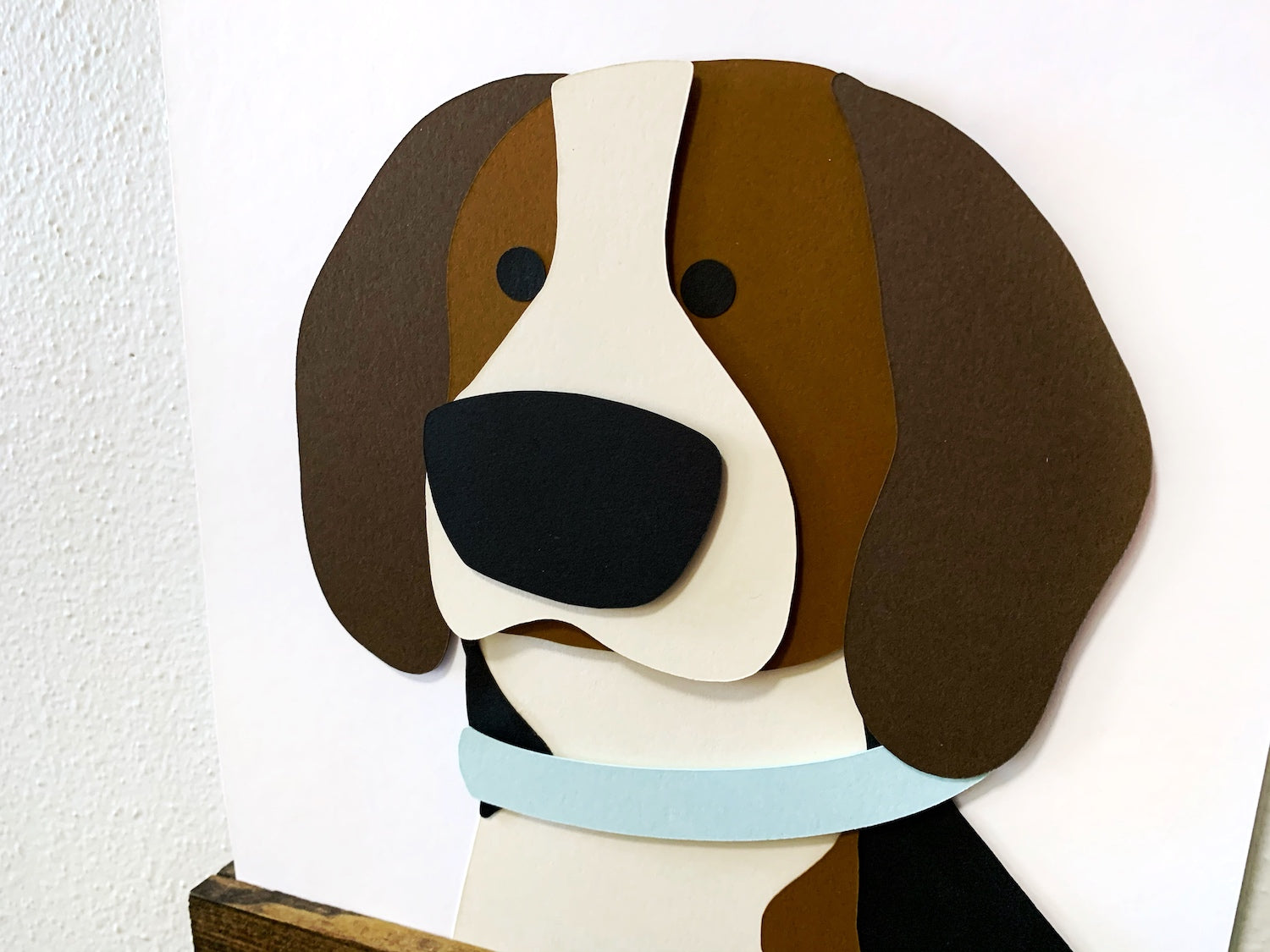 Finished layered paper dog portrait