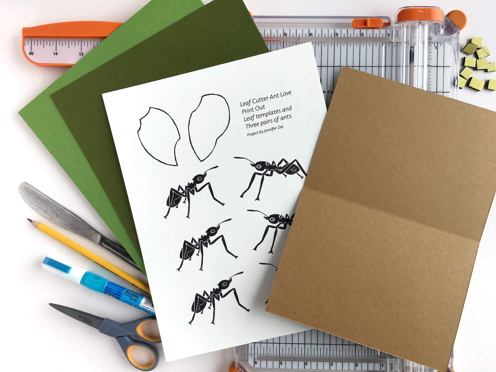 Leaf Cutter Ants Cardstock Paper Valentine Card 