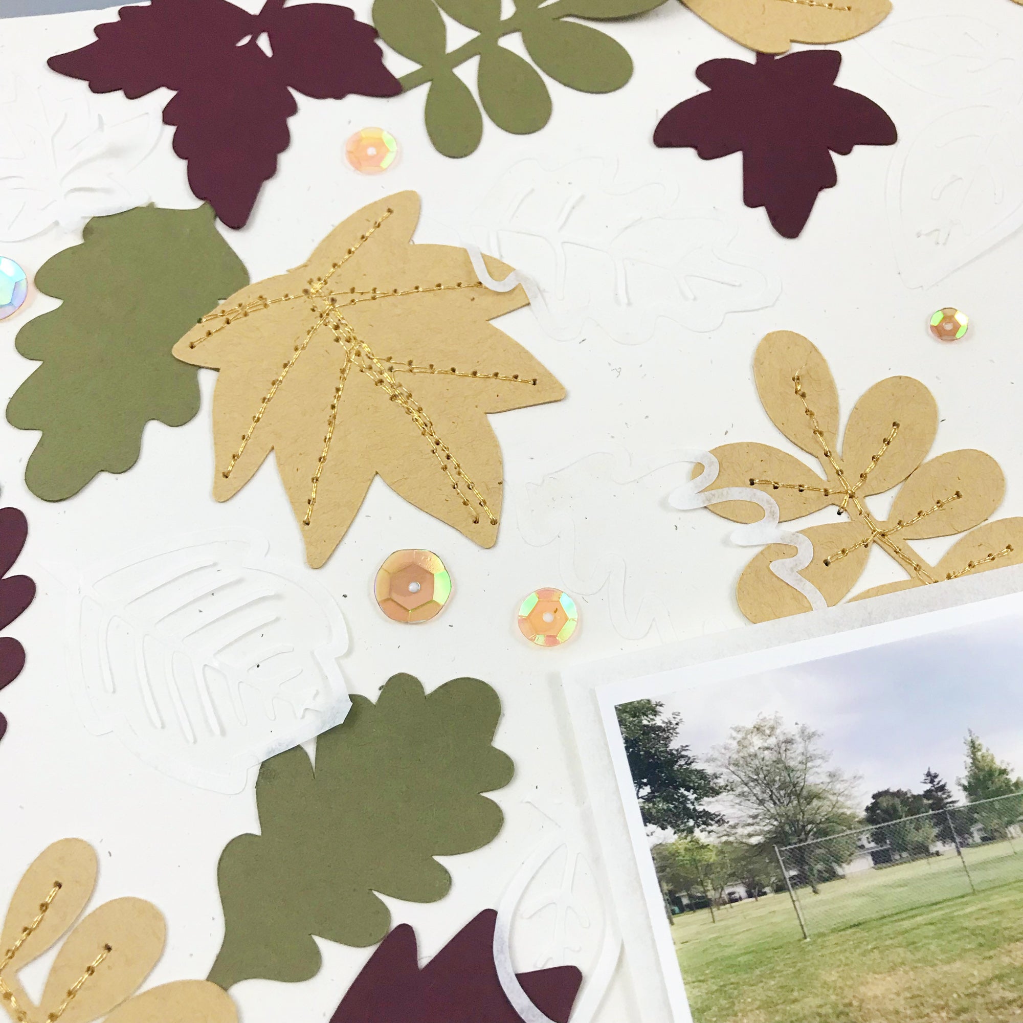 Cardstock Paper Autumn Leaves Scrapbook Layout