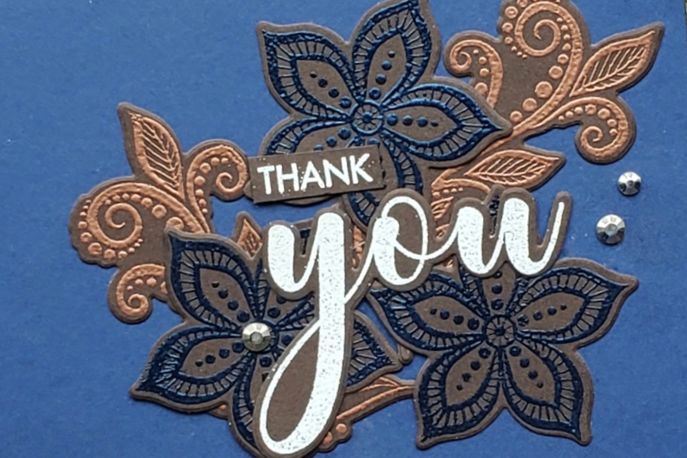 Handsome Boho Thank You Card Set Embossed Flowers