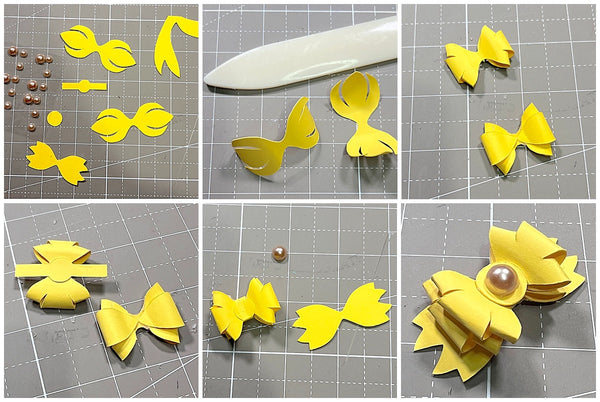 Building paper bow for Easter Bunny Place Cards