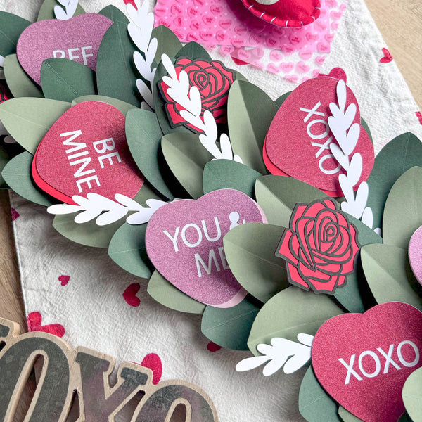 Valentine's Day Candy Hearts and Leaves Garland