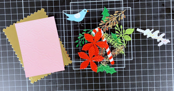 die cut pieces for Christmas Bird and Foliage Card
