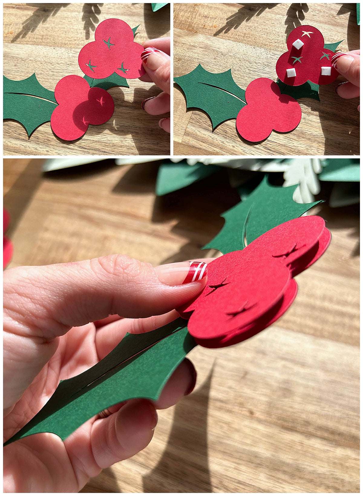 assembling paper holly berries