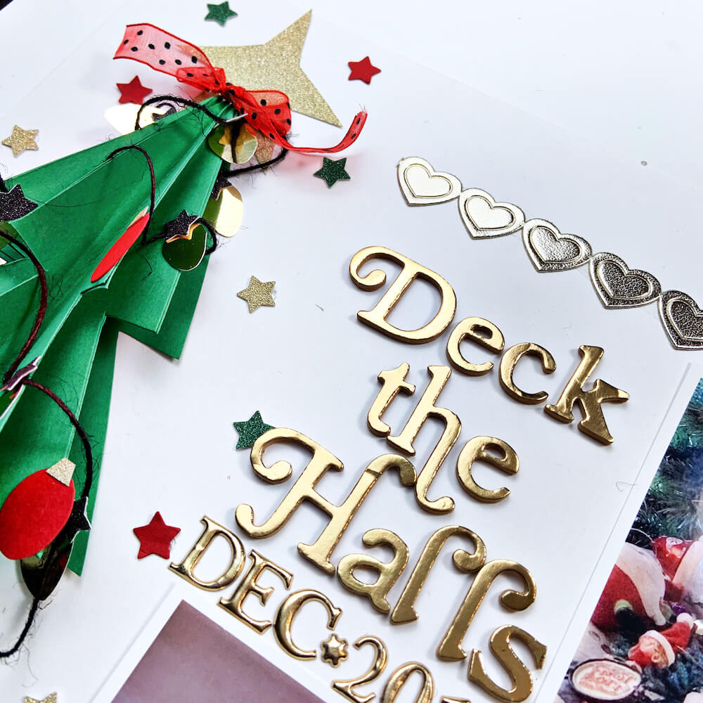 Deck the Halls Two Page Cardstock Paper Scrapbook Layout Title