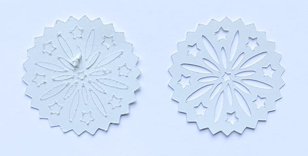 2 examples of die cuts showing incorrect and correct pressure settings