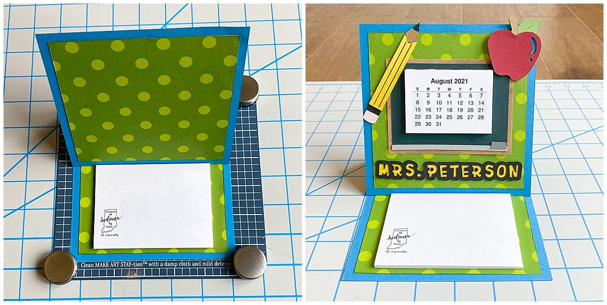 adding decorations to standing easel calendar