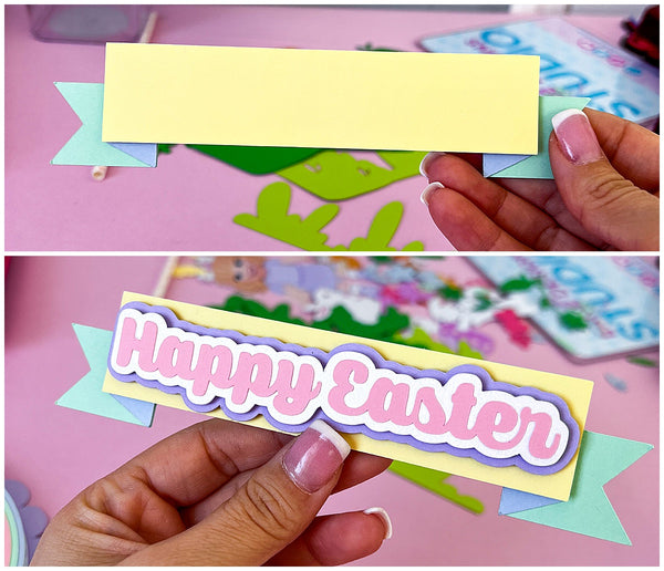 layering pieces for Easter Shaker Cake Topper