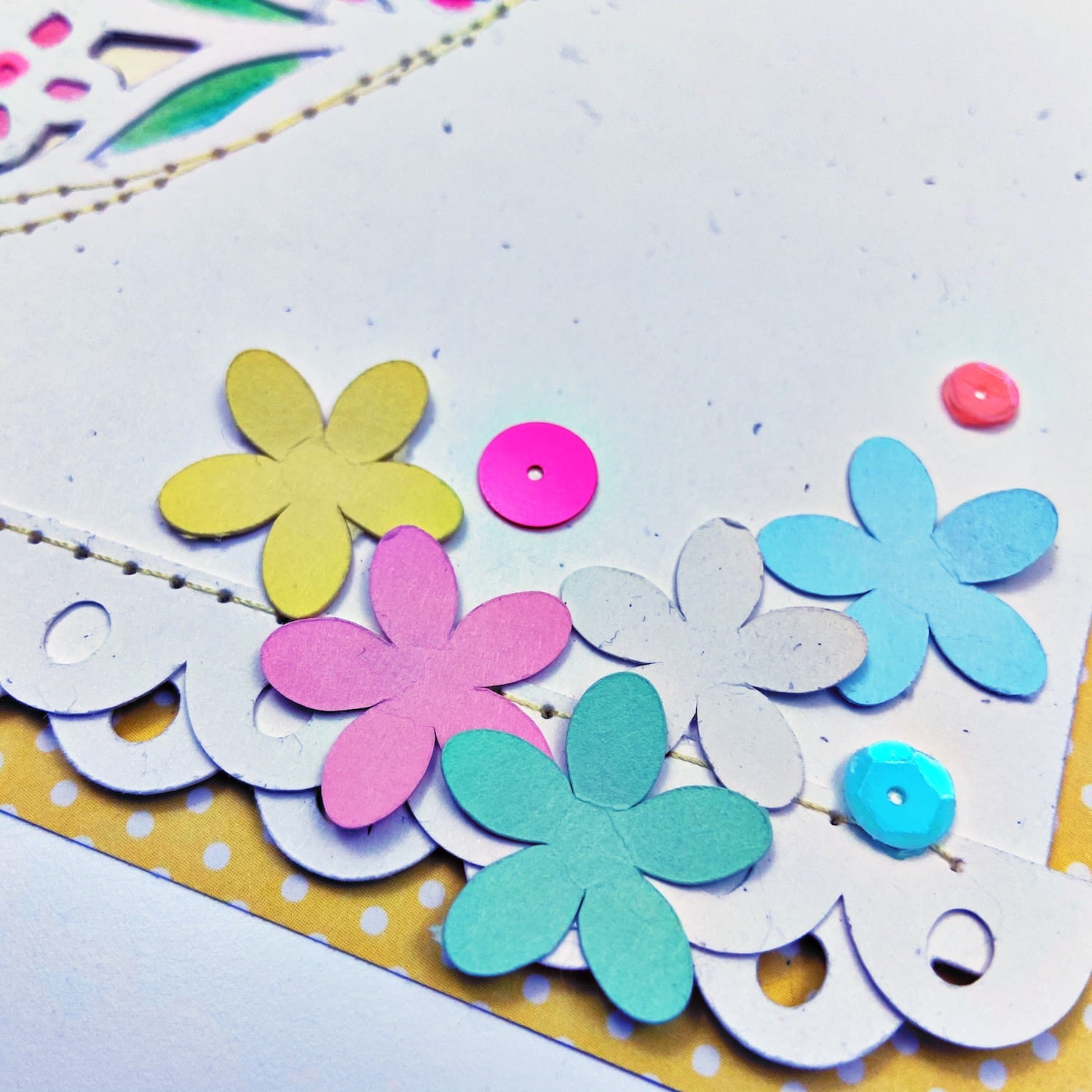 Die cut flowers for easter scrapbook layout