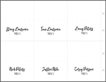 completed example place and escort card template