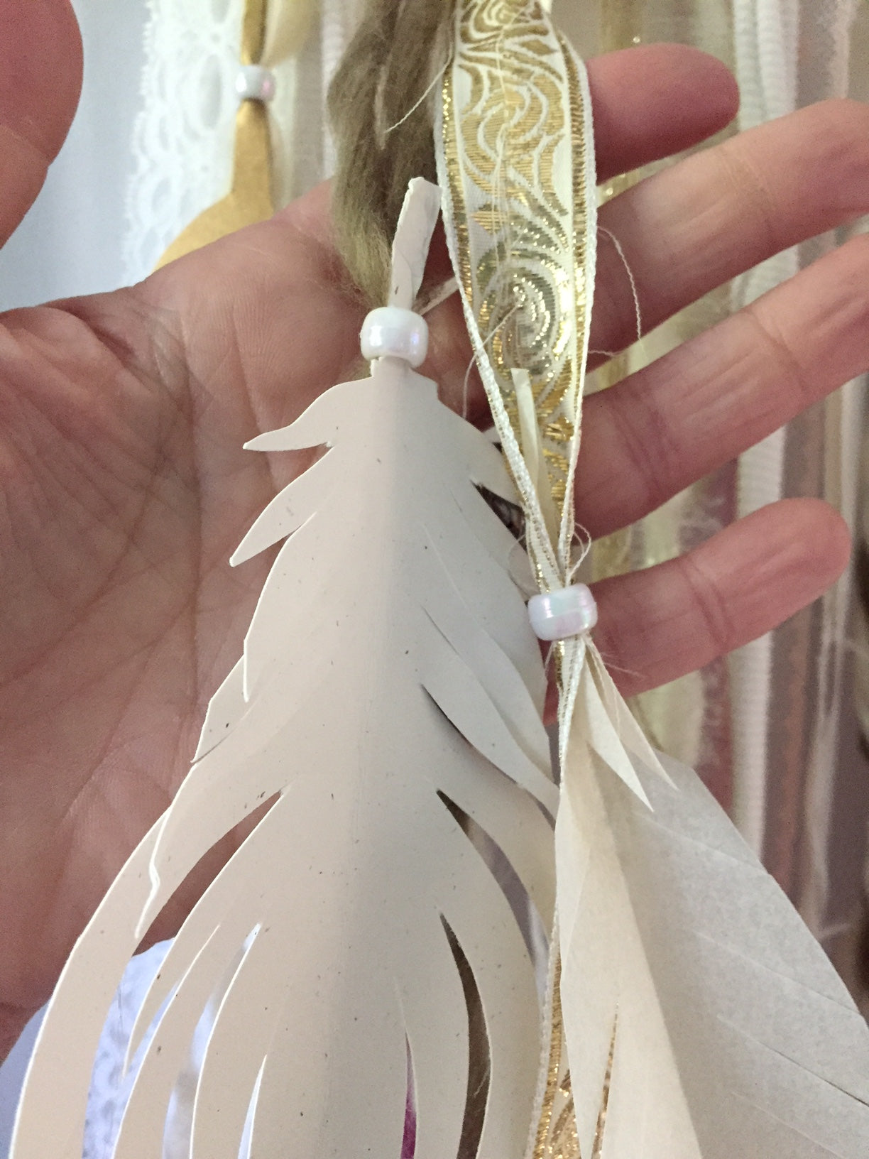 DIY Paper Feathers Wall Art Hanging Feather Attaching