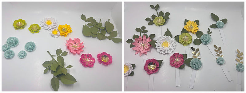 making paper flowers for 3D Flower Bouquet Box Card