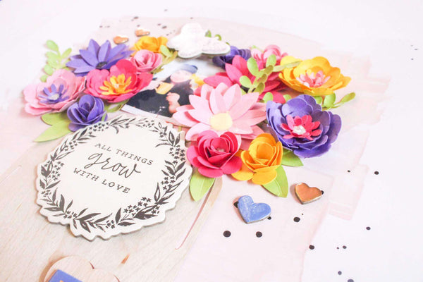 DIY Paper Flower Jar Scrapbook Layout