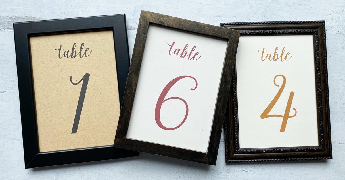 Framed Printable Table Numbers