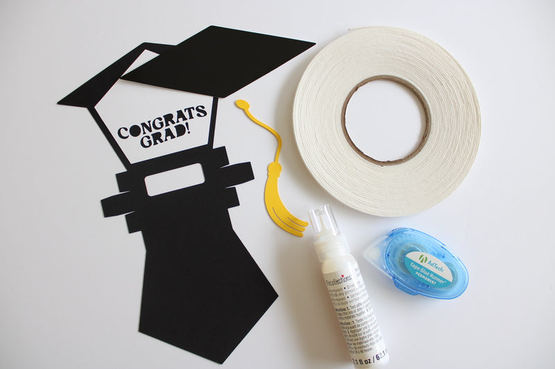 die cut pieces and supplies for Graduation Cap Money Holder