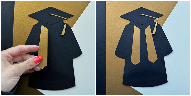 adding sash to graduation gown gift card holder