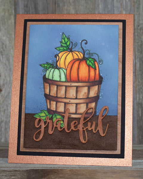 Grateful Pumpkin Cardstock Paper Stamped Greeting Card