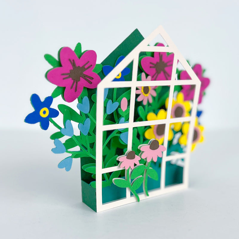 Greenhouse Flowers Pop-Up Handmade Card