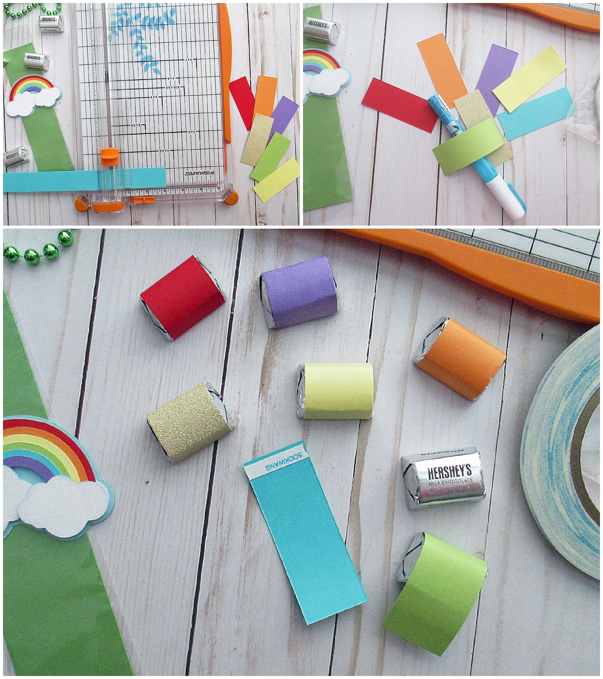 Cardstock Paper Rainbow Chocolate Nugget Treat Bag Paper Strips