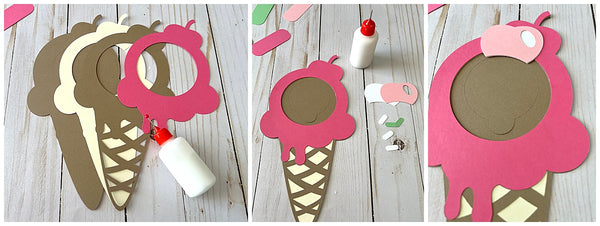 layering ice cream cone pieces for ice cream treat holder