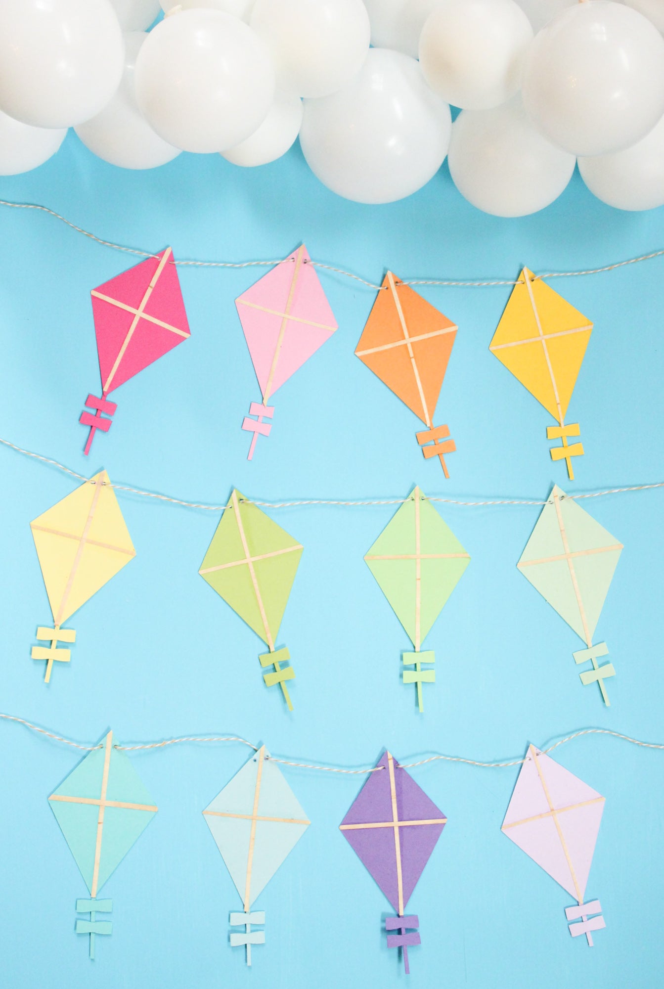 DIY Cardstock Paper Rainbow Kite Garland