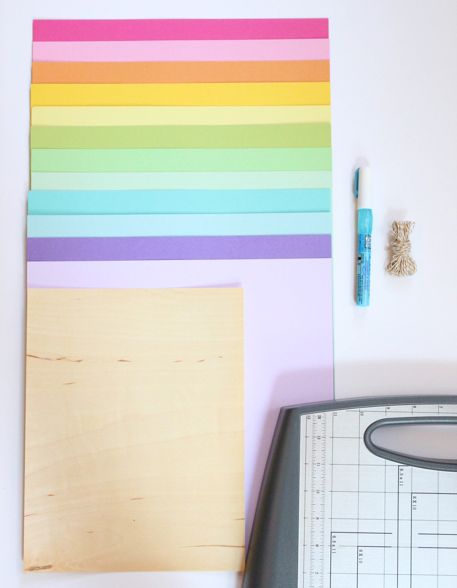 DIY Cardstock Paper Rainbow Kite Garland Supplies