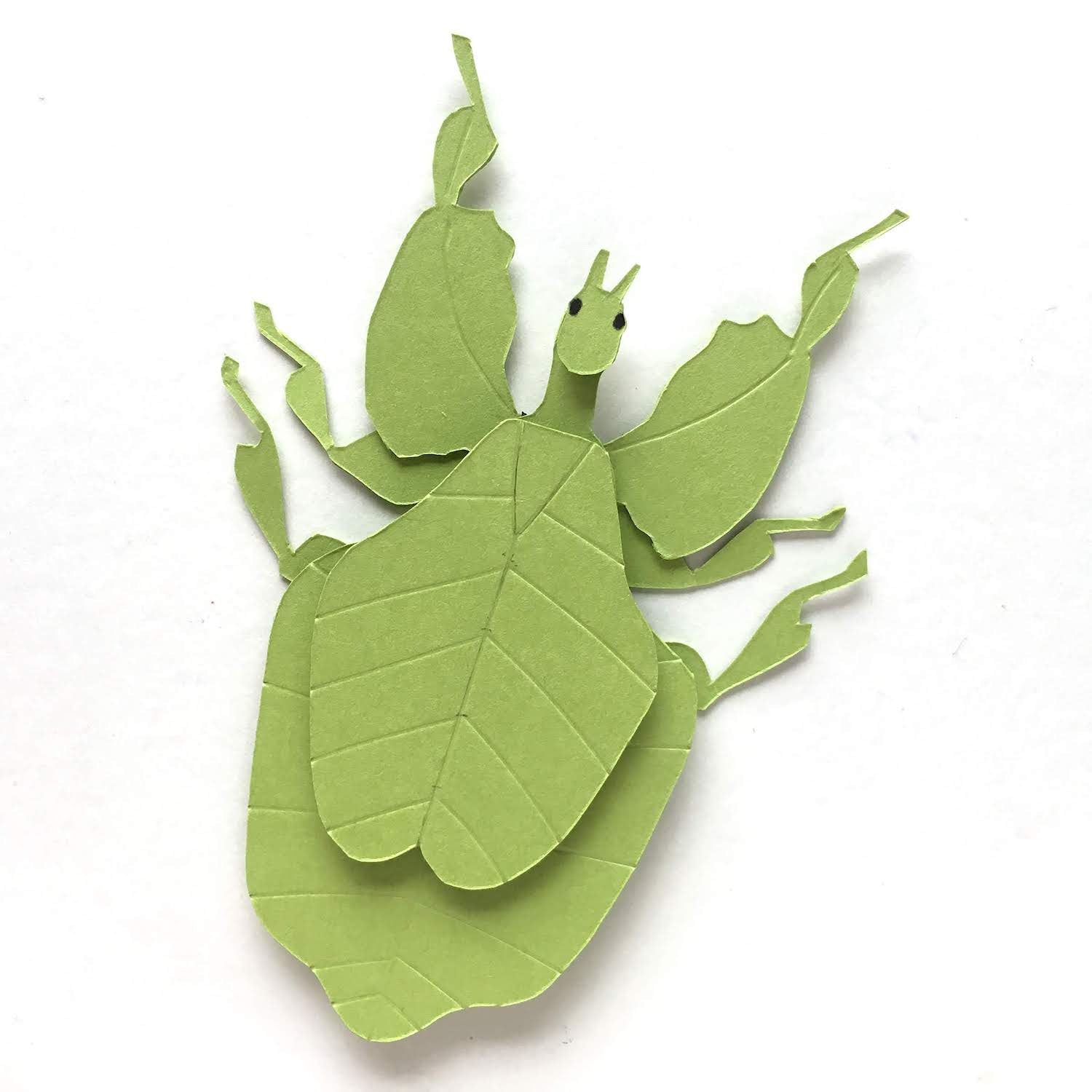 Cardstock Leaf Insect Paper Sculpture 