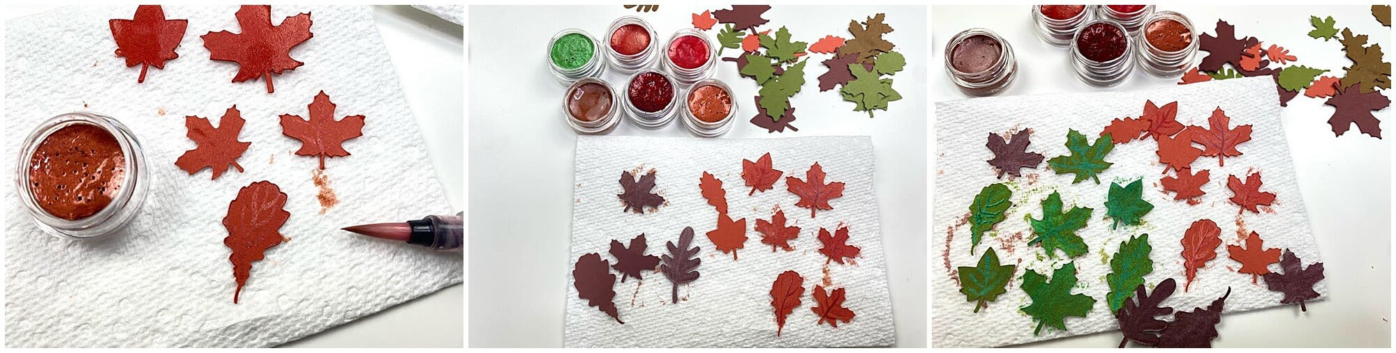 Adding shimmer paint to leaves