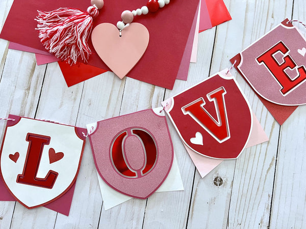 Love Valentine's Day Banner with Metallic Papers