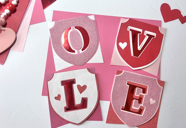 layered die cuts for Valentine's Day banner