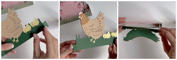 adding grass and chickens to Mama Hen and Chicks card