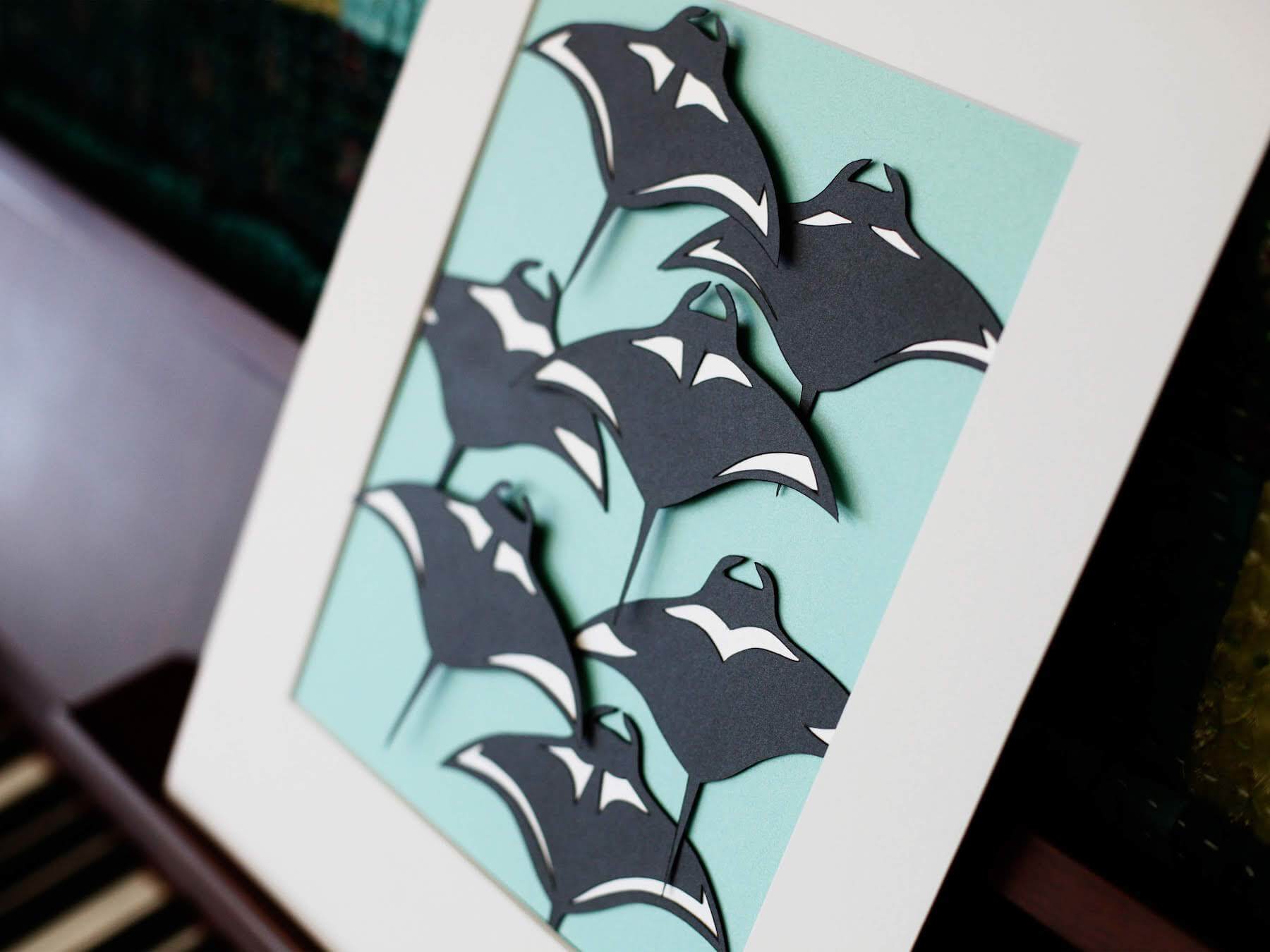 Manta Ray Framed Paper Art