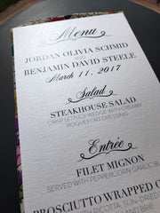 Stardream Cardstock Printed Wedding Event menu