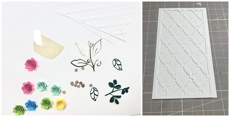 pieces for front of rolled flower card