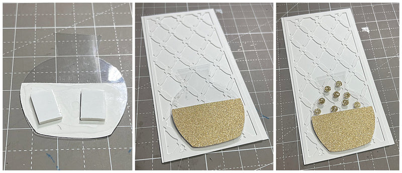 acetate and sparkle paper vase on front of lattice card background