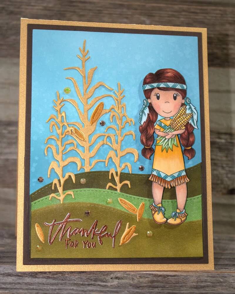 Thanksgiving Copic Coloring Cardstock Paper Card