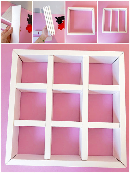 building frame for Valentine's Day 3D Paper Tic Tac Toe Box