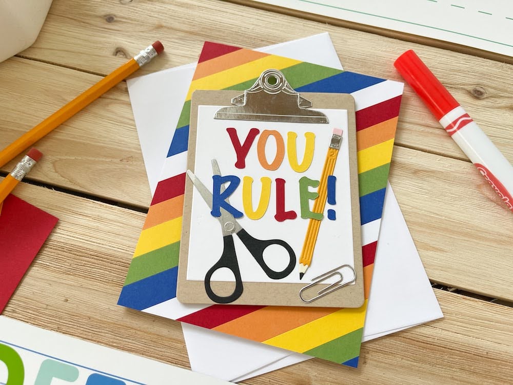 finished You Rule school supplies teacher card