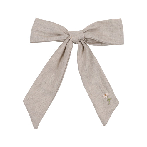 Daisy Natural Linen Medium Oversized Bow Clip