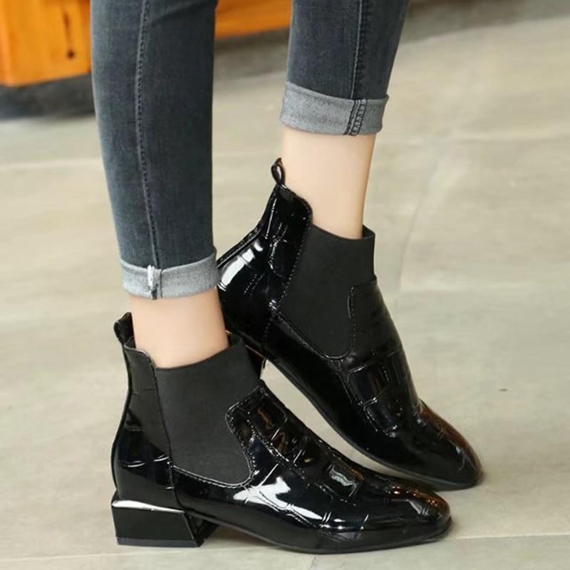 square toe black boots womens